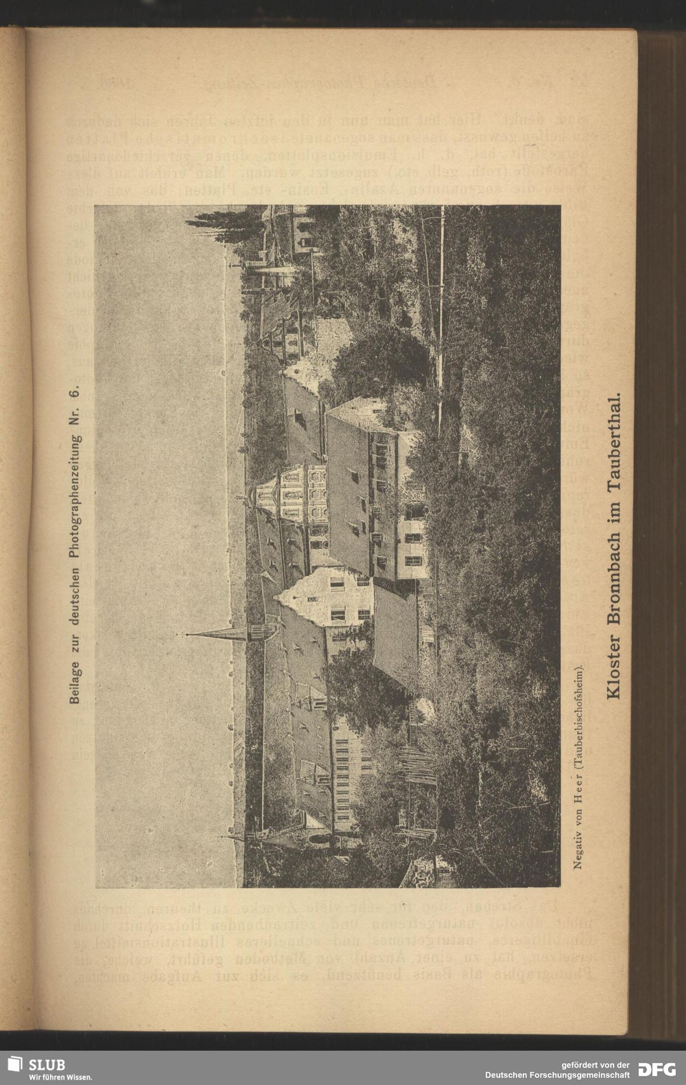 Kloster Bronnbach im Tauberthal — frühe Fotografie, Negativ von Heer, Tauberbischofsheim
