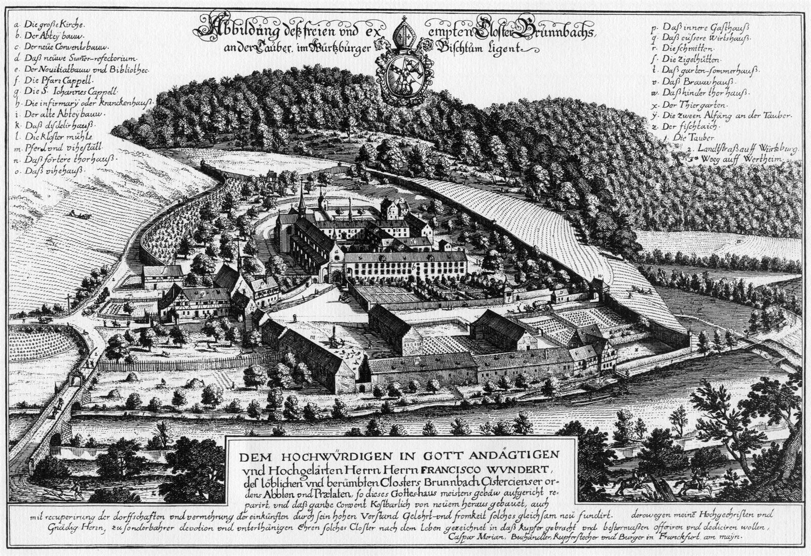 Kloster Bronnbach im Kupferstich von Caspar Merian